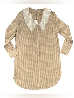 Anthropologie English Factory Shirt Dress Women Small Collared Long Sleeve Plaid